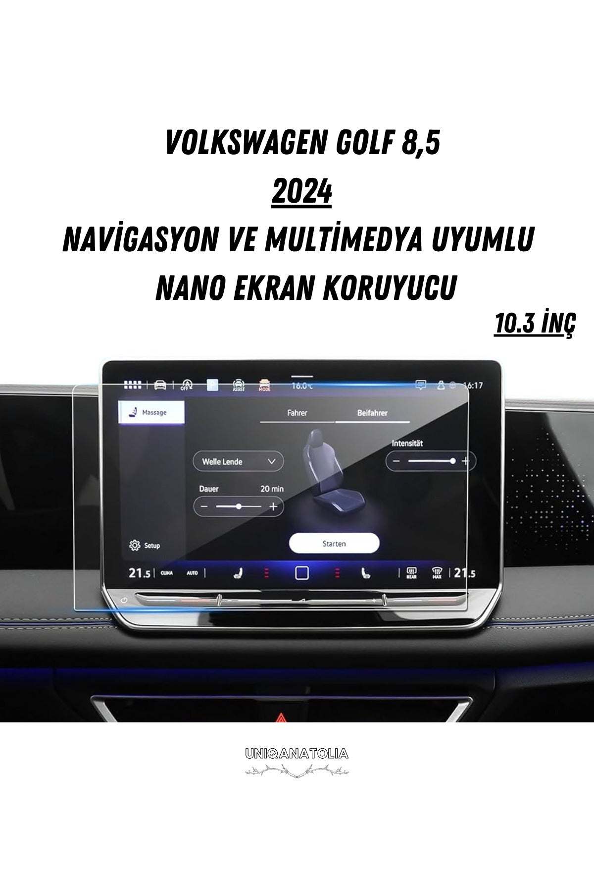 Volkswagen Golf 8.5 2024 Navigasyon Ve Multimedya Uyumlu Mat Ekran Koruyucu