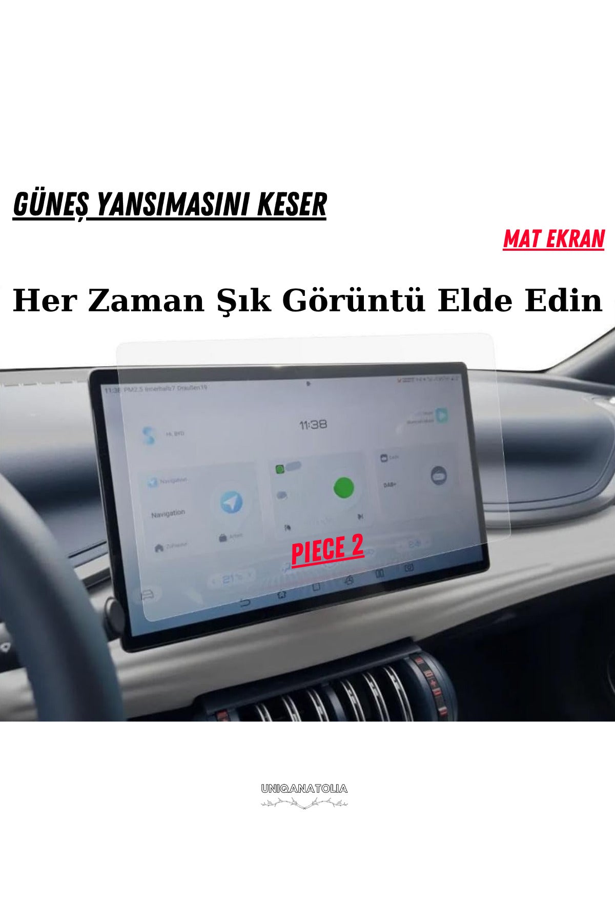 BYD Atto 3 Hayalet Gösterge ve Multimedya Uyumlu Mat Ekran Koruyucu