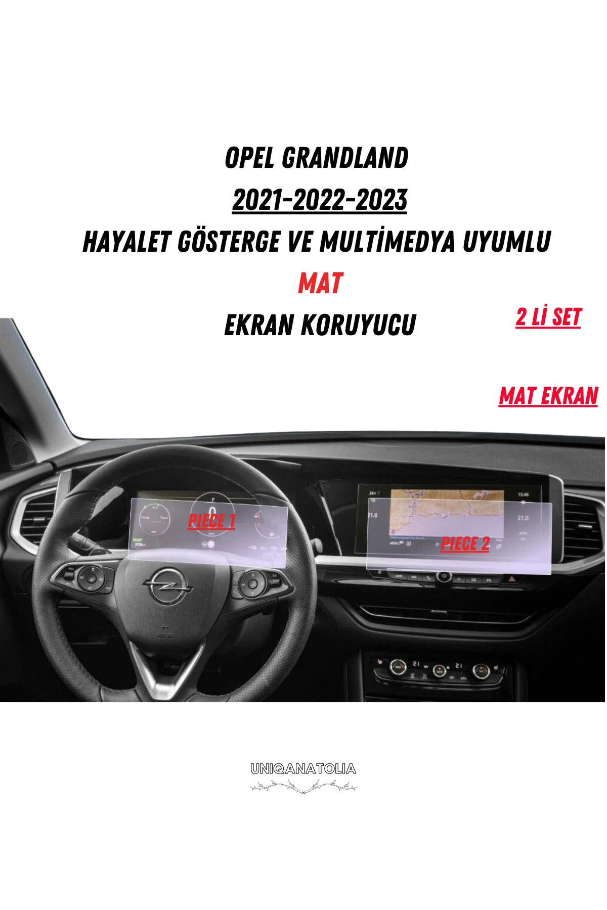 Opel Grandland 2021-2022-2023 Hayalet Gösterge ve Multimedya Uyumlu Set Mat Ekran Koruyucu