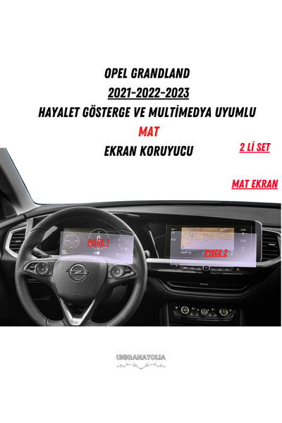 Opel Grandland 2021-2022-2023 Hayalet Gösterge ve Multimedya Uyumlu Set Mat Ekran Koruyucu