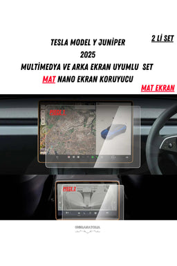 Tesla Model Y Juniper Multimedya ve Arka Ekran Uyumlu Mat Ekran Koruyucu