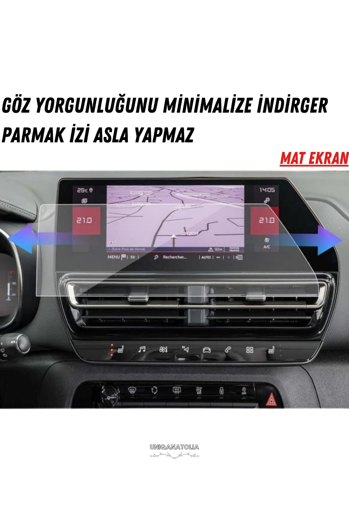 C5 Aırcross 2025 Makyajlı Kasa Navigasyon ve Multimedya Uyumlu Mat Ekran Koruyucu