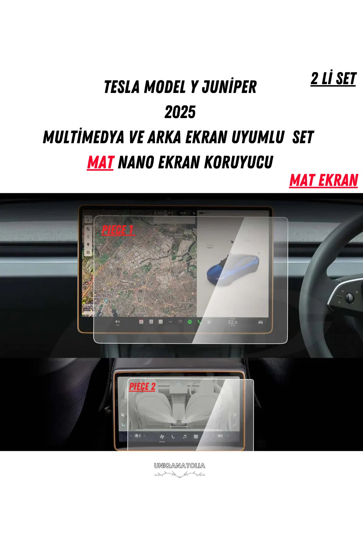 Tesla Model Y Juniper Multimedya ve Arka Ekran Set Nano Ekran Koruyucu