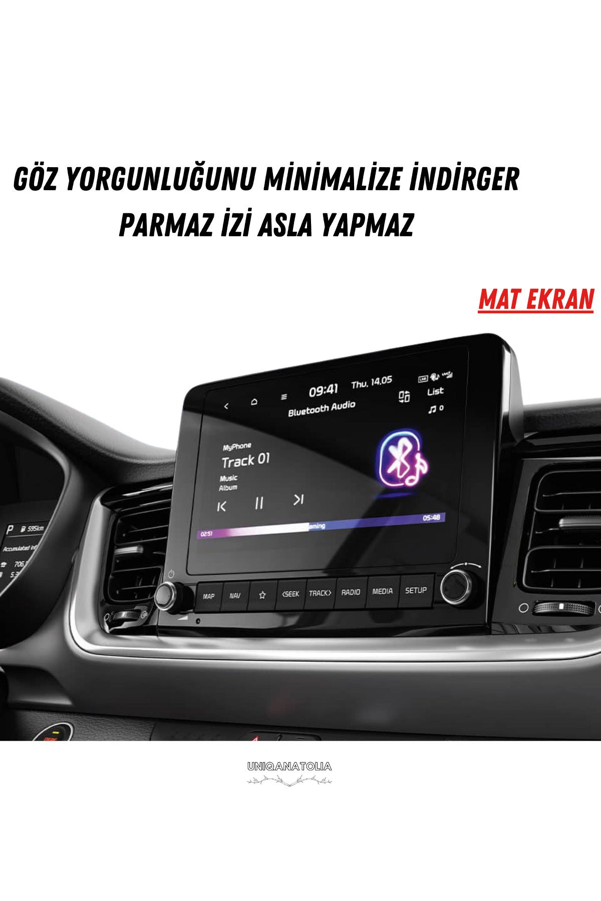 Kia Stonic 2025 Navigasyon ve Multimedya Uyumlu Mat Ekran Koruyucu