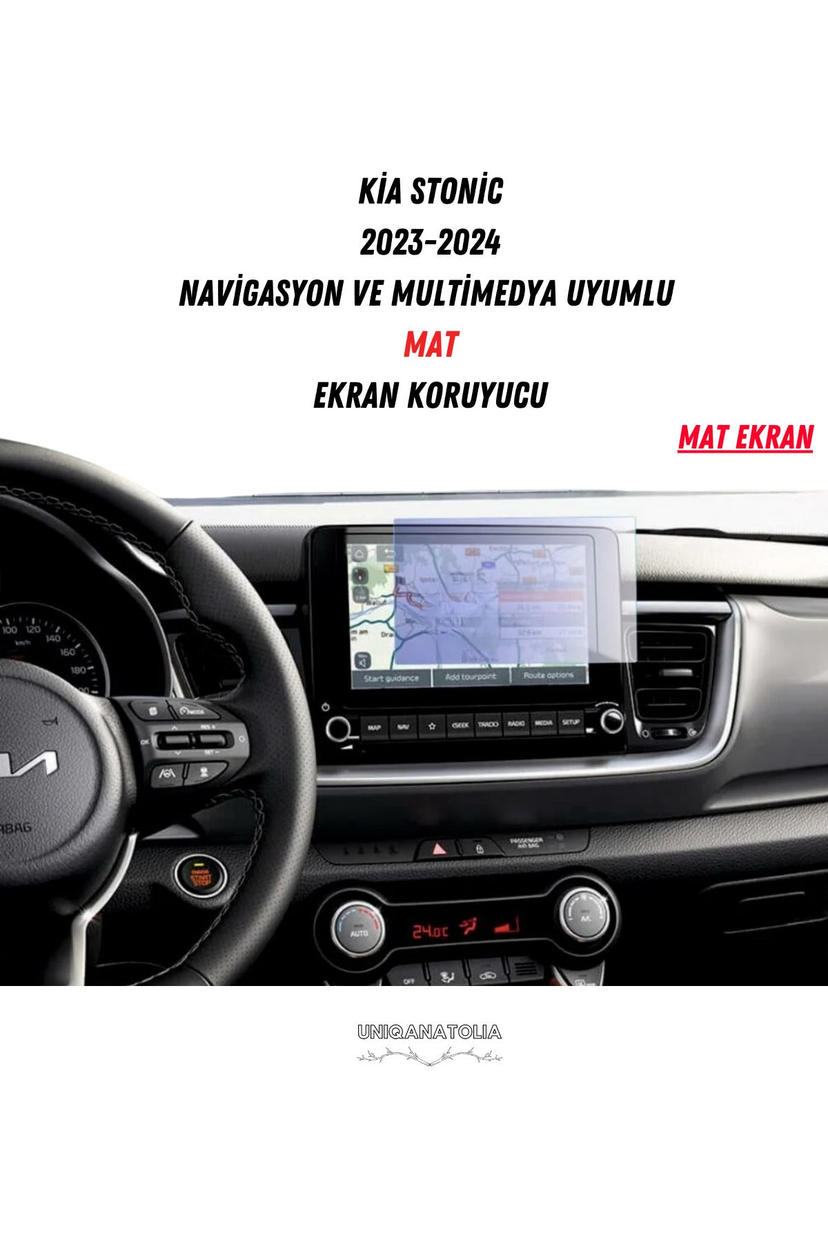 Kia Stonic 2023-2024 Navigasyon ve Multimedya Uyumlu Mat Ekran Koruyucu