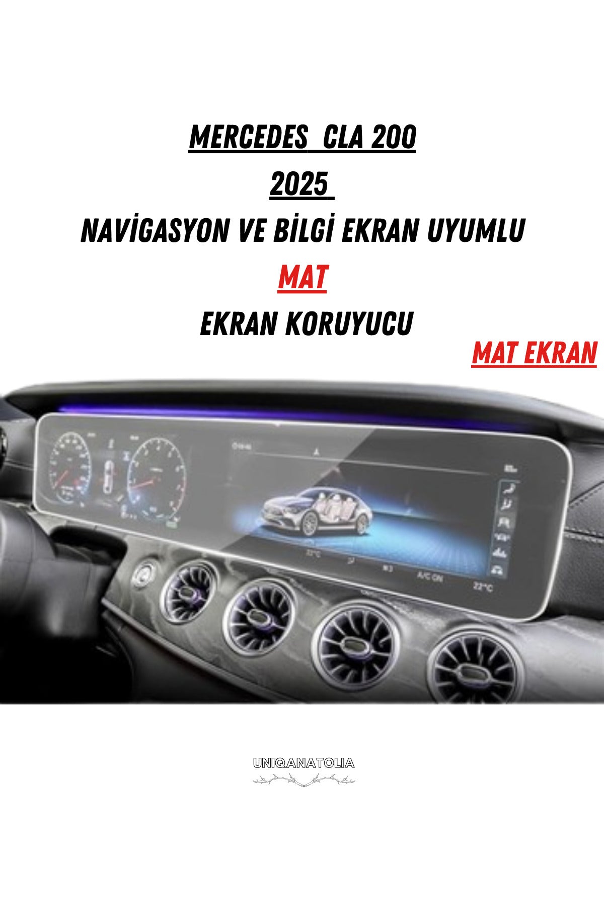 Mercedes CLA 200 2025 Navigasyon ve Bilgi Ekran Uyumlu Mat Ekran Koruyucu