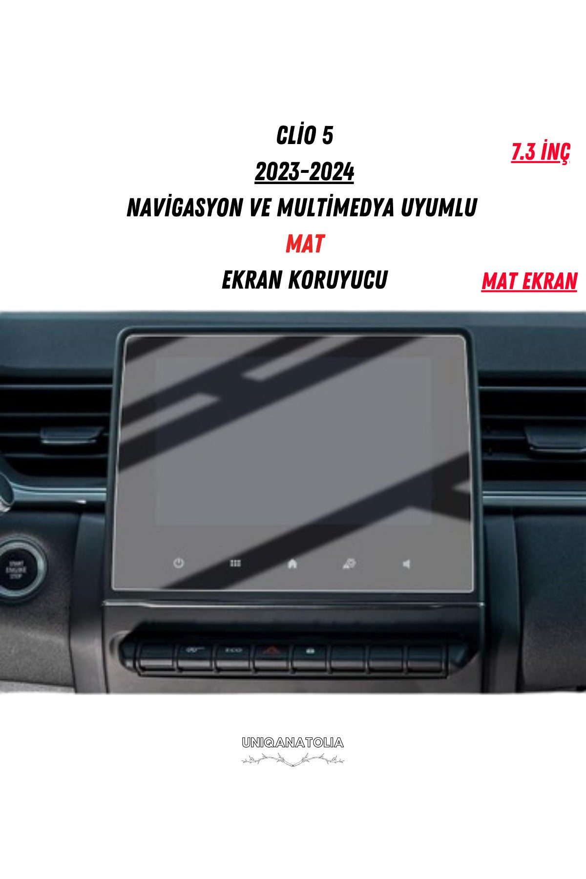 Clio 5 Easy Link 2023-2024 Navigasyon ve Multimedya Uyumlu Mat Ekran Koruyucu