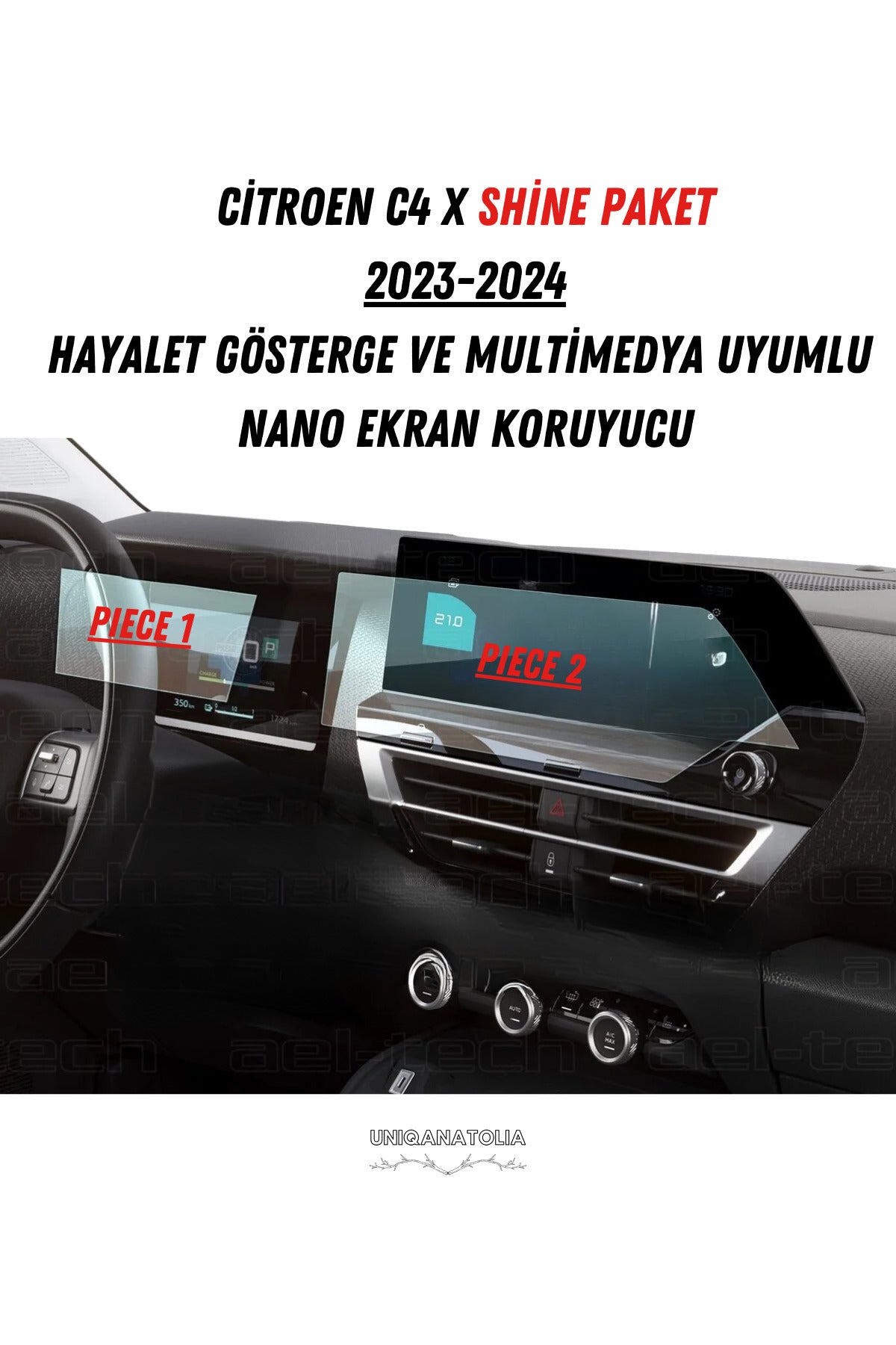 Citroen C4x Shine Paket Uyumlu Hayalet Ekran Ve Multimedya Nano Ekran Koruyucu