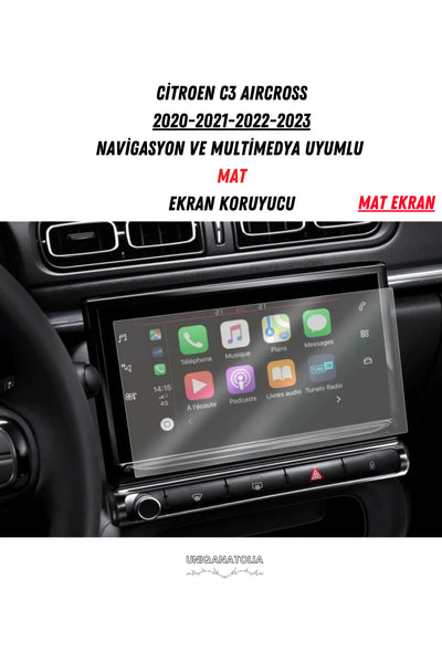 Citroen C3 Aircross 2020-2023 Navigasyon ve Multimedya Uyumlu Mat Ekran Koruyucu