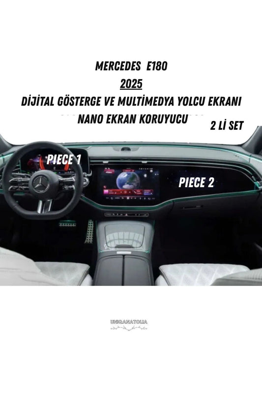 Mercedes E180 2025 Hayalet Gösterge ve Multimedya Yolcu Ekran Uyumlu Nano Ekran Koruyucu