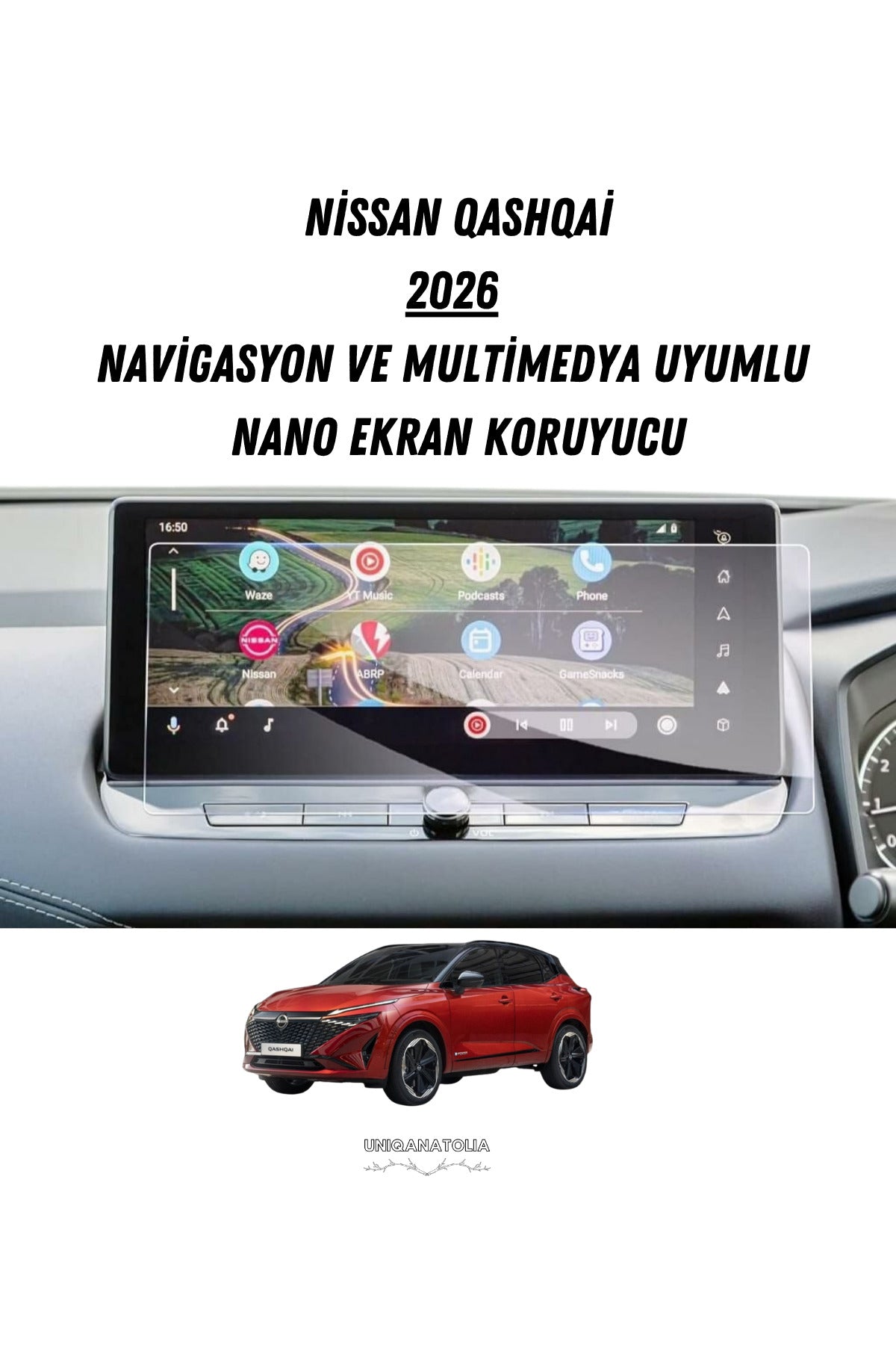 Nissan Qashaqai 2026 Navigasyon ve Multimedya Uyumlu Nano Ekran Koruyucu