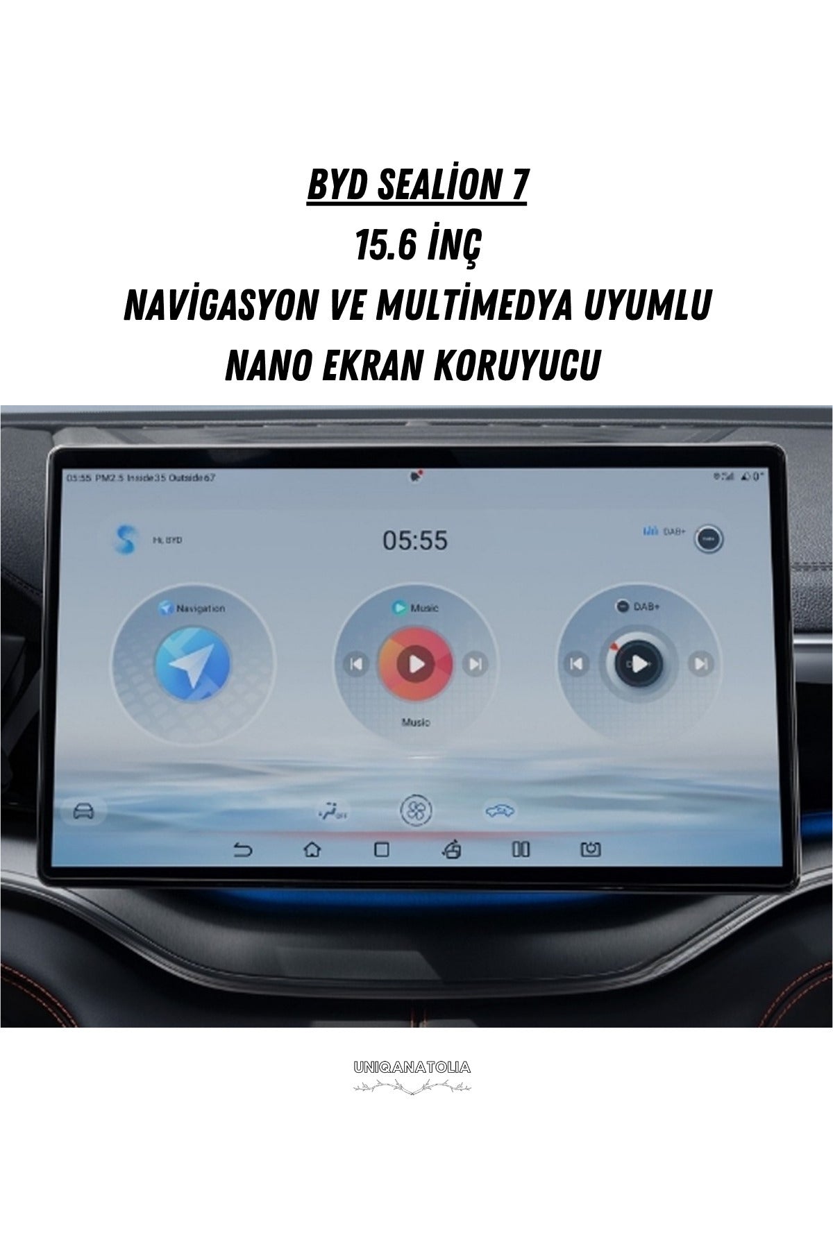 BYD Sealion 7 15.6 inç Navigasyon ve Multimedya Uyumlu Nano Ekran Koruyucu