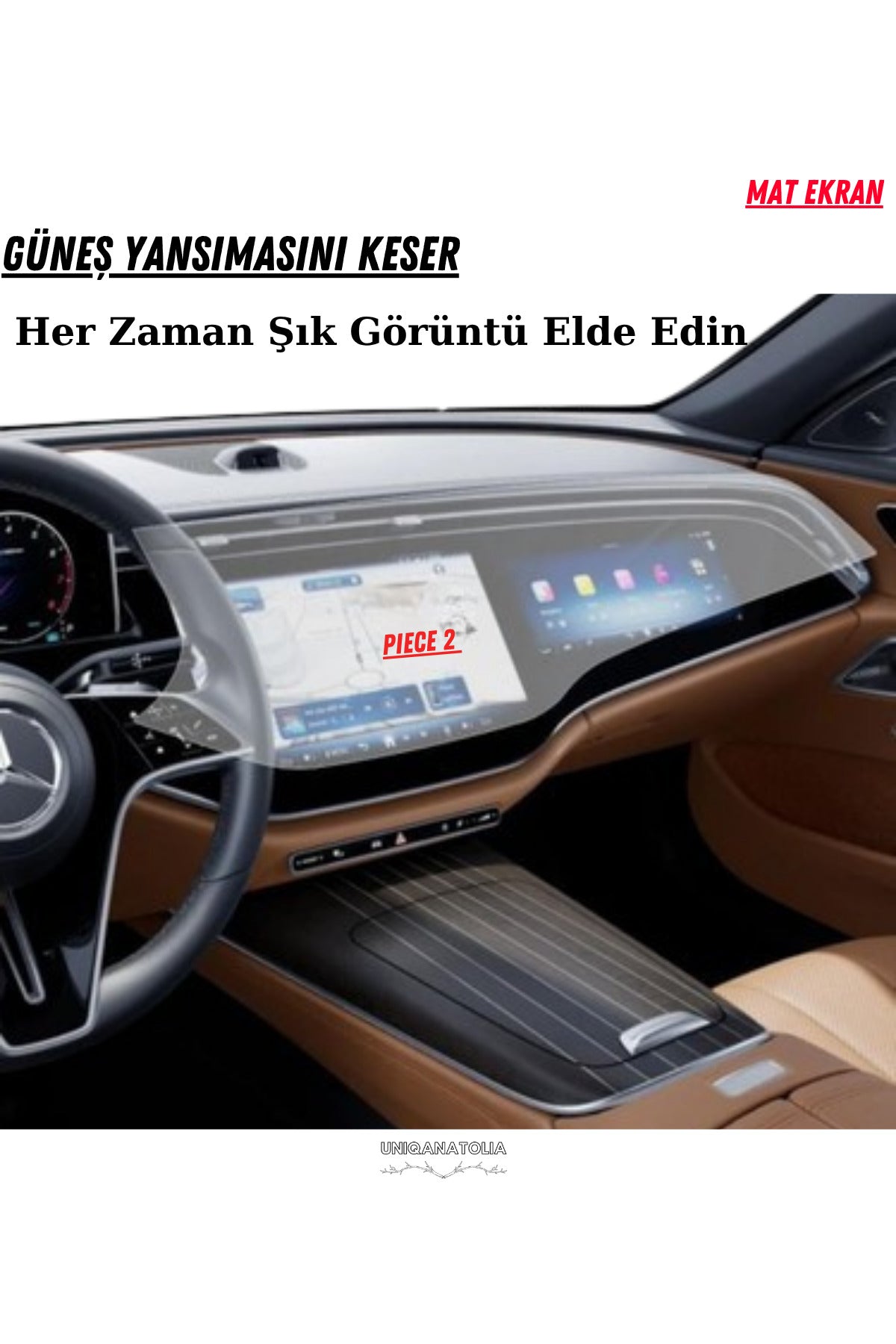Mercedes E220 2024 Hayalet Gösterge ve Yolcu Ekran Uyumlu Mat Ekran Koruyucu