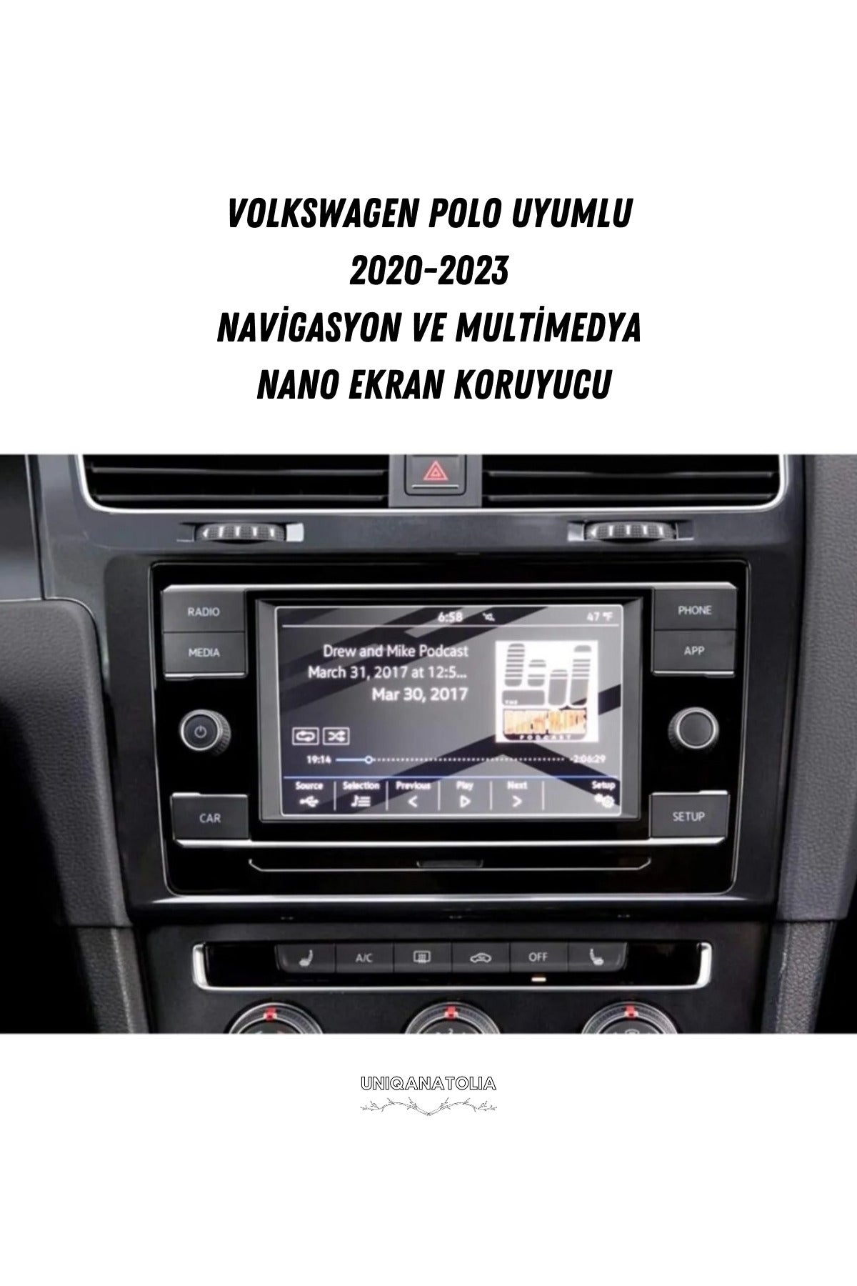 Volkswagen Polo 8 inç Fiziksel Tek Tuş Uyumlu 2024 Multimedya Nano Ekran Koruyucu