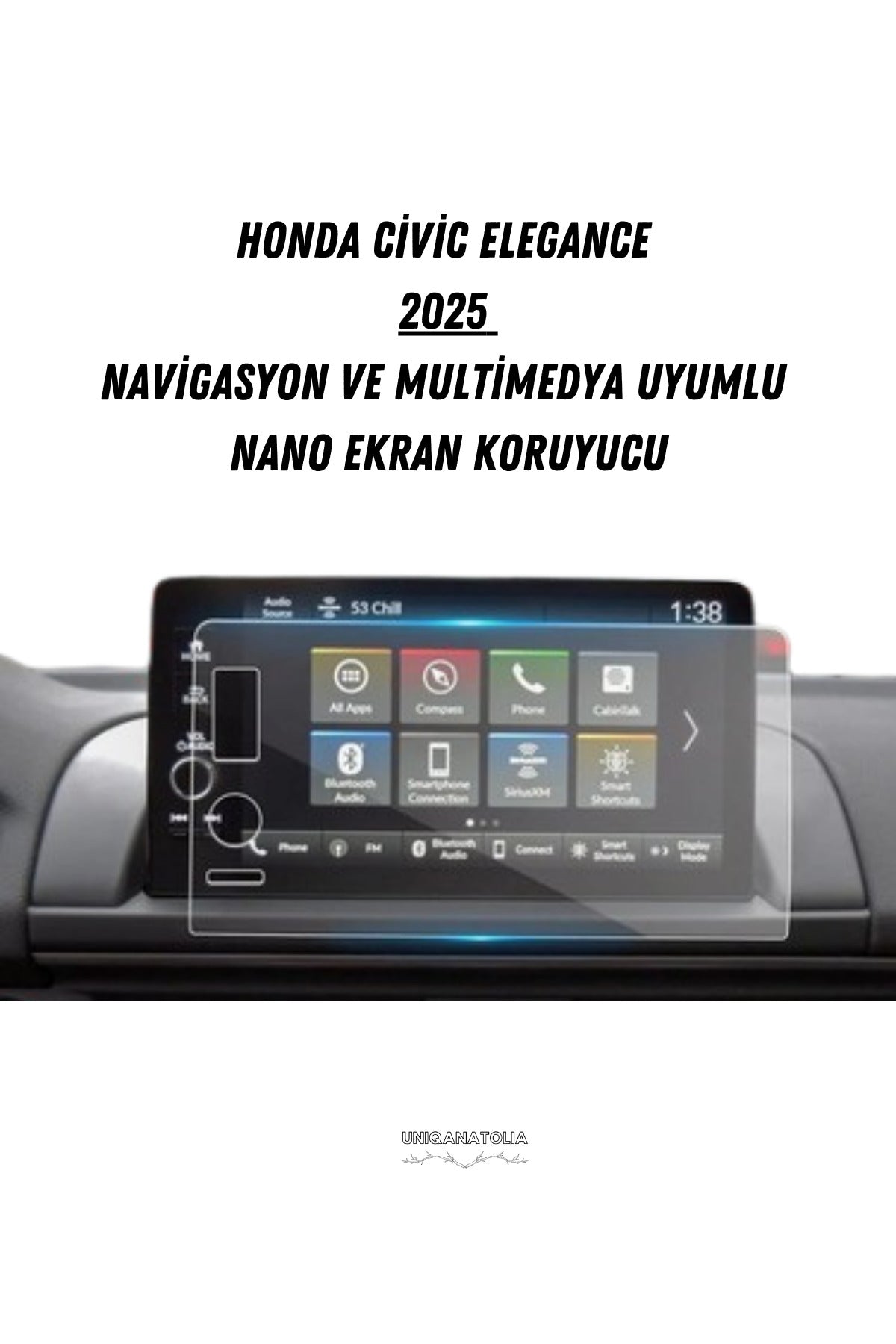 Honda Civic Elegance 2025 Navigasyon ve Multimedya Uyumlu Nano Ekran Koruyucu
