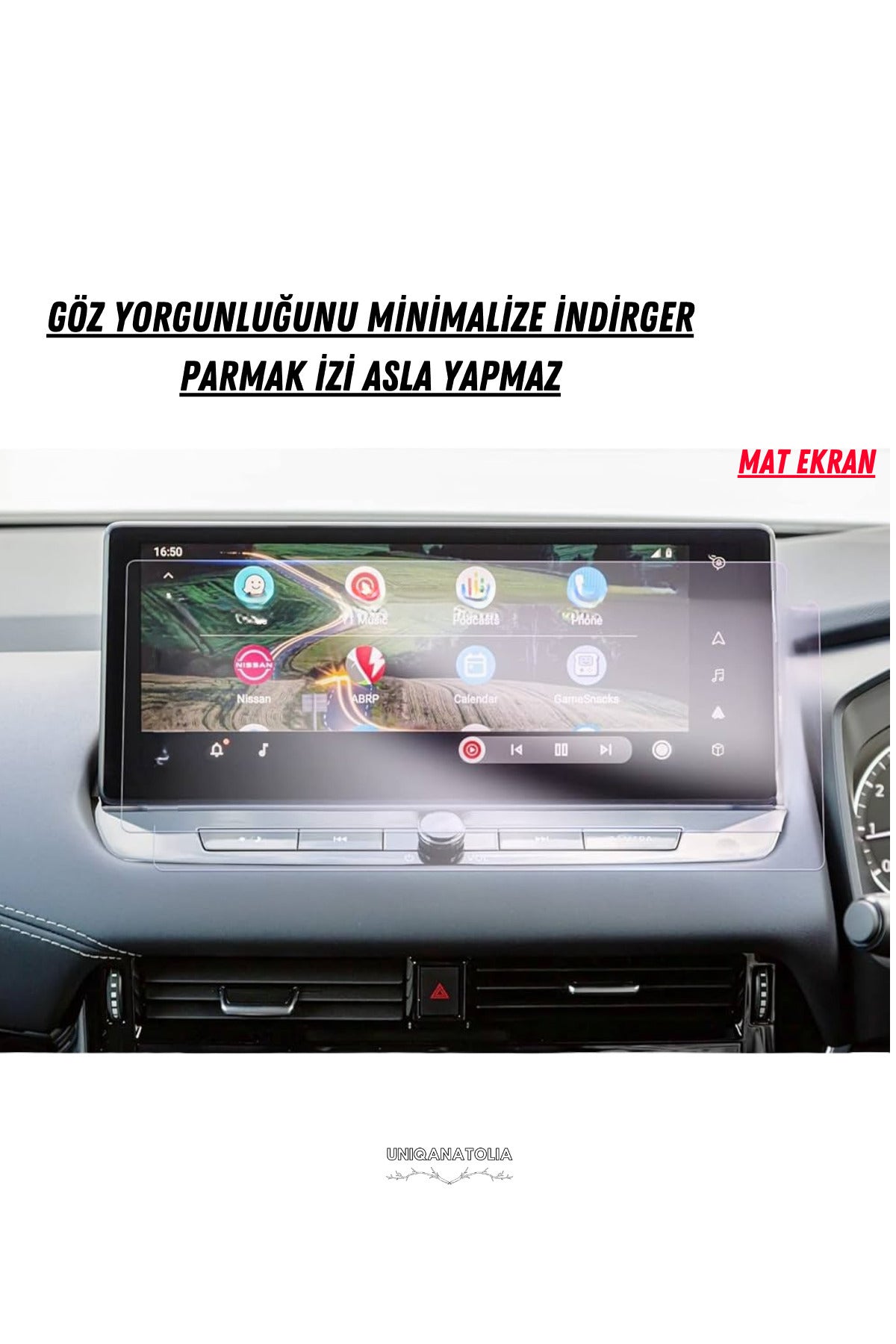 Nissan Qashqai 2025 Navigasyon ve Multimedya Uyumlu Mat Ekran Koruyucu