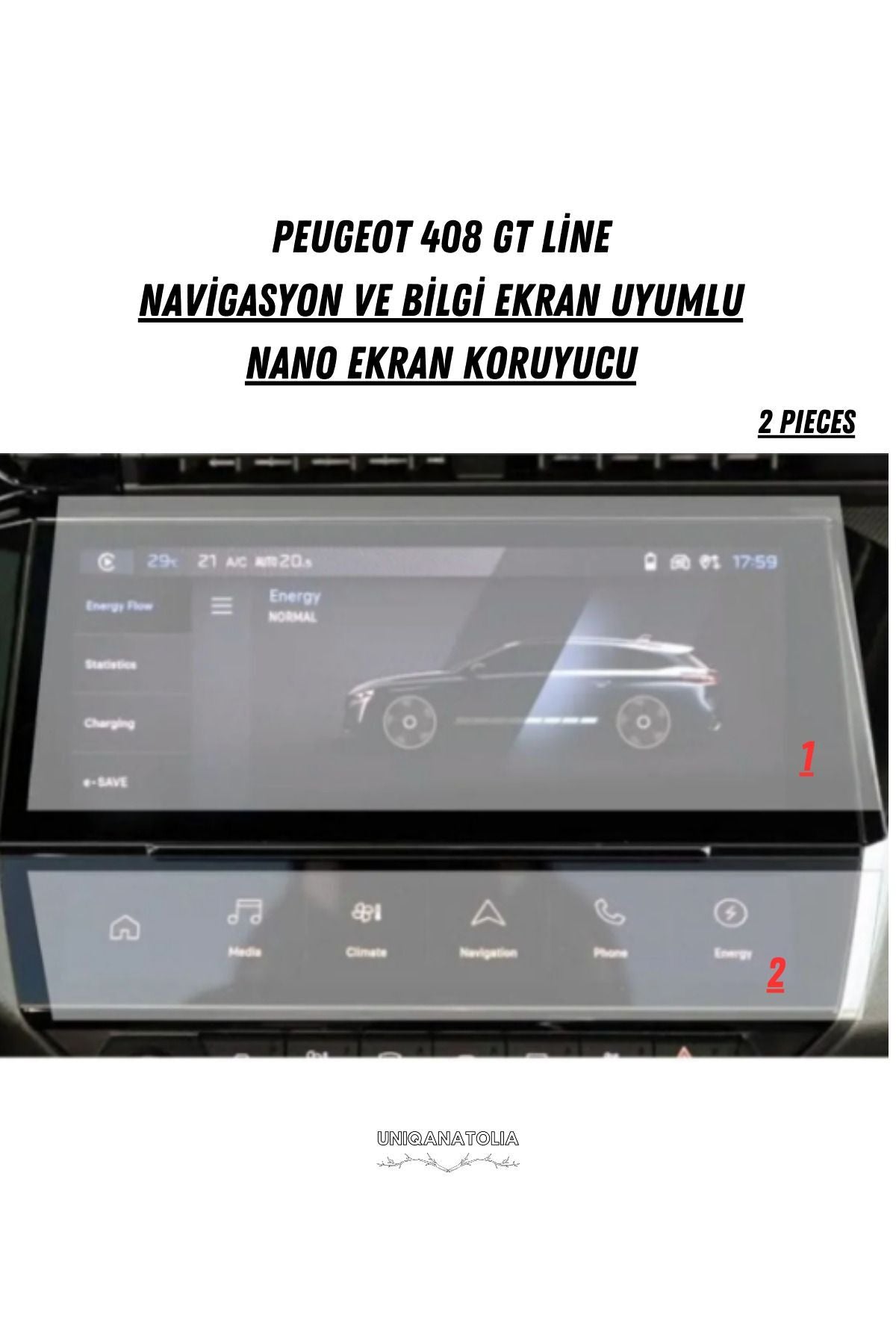 Peugeot 408 Gt Line Navigasyon Ve Bilgi Ekran Uyumlu Nano Ekran Koruyucu