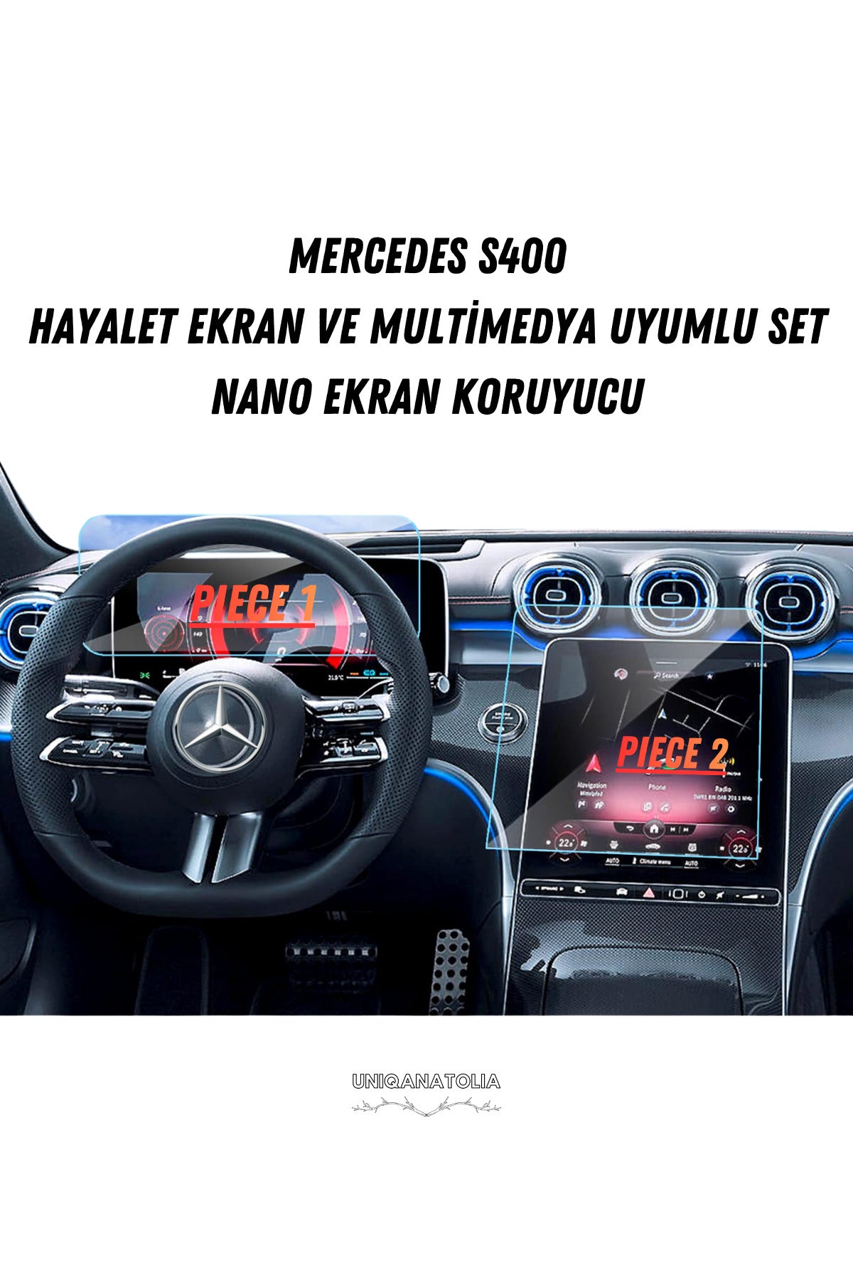 Mercedes S400 Hayalet Ekran Ve Multimedya Uyumlu Set Nano Ekran Koruyucu