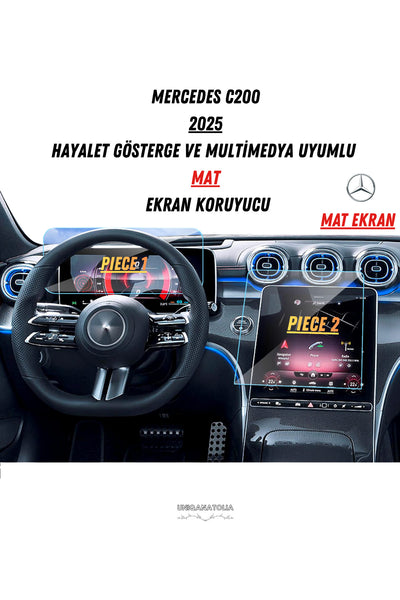 Mercedes C200 2025 Hayalet Gösterge ve Multimedya Uyumlu Set Mat Ekran Koruyucu