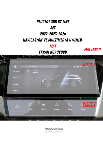 Peugeot 308 GT Line 2022-2024 Navigasyon ve Multimedya Uyumlu Mat Ekran Koruyucu