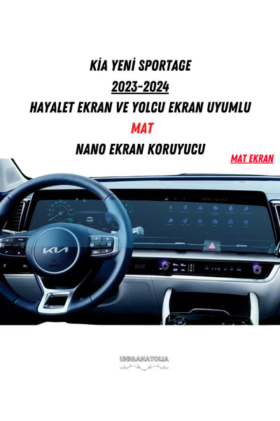 Kia Yeni Sportage 2023-2024 Uyumlu Dijital Gösterge ve Bilgi Ekran Uyumlu Mat Ekran Koruyucu
