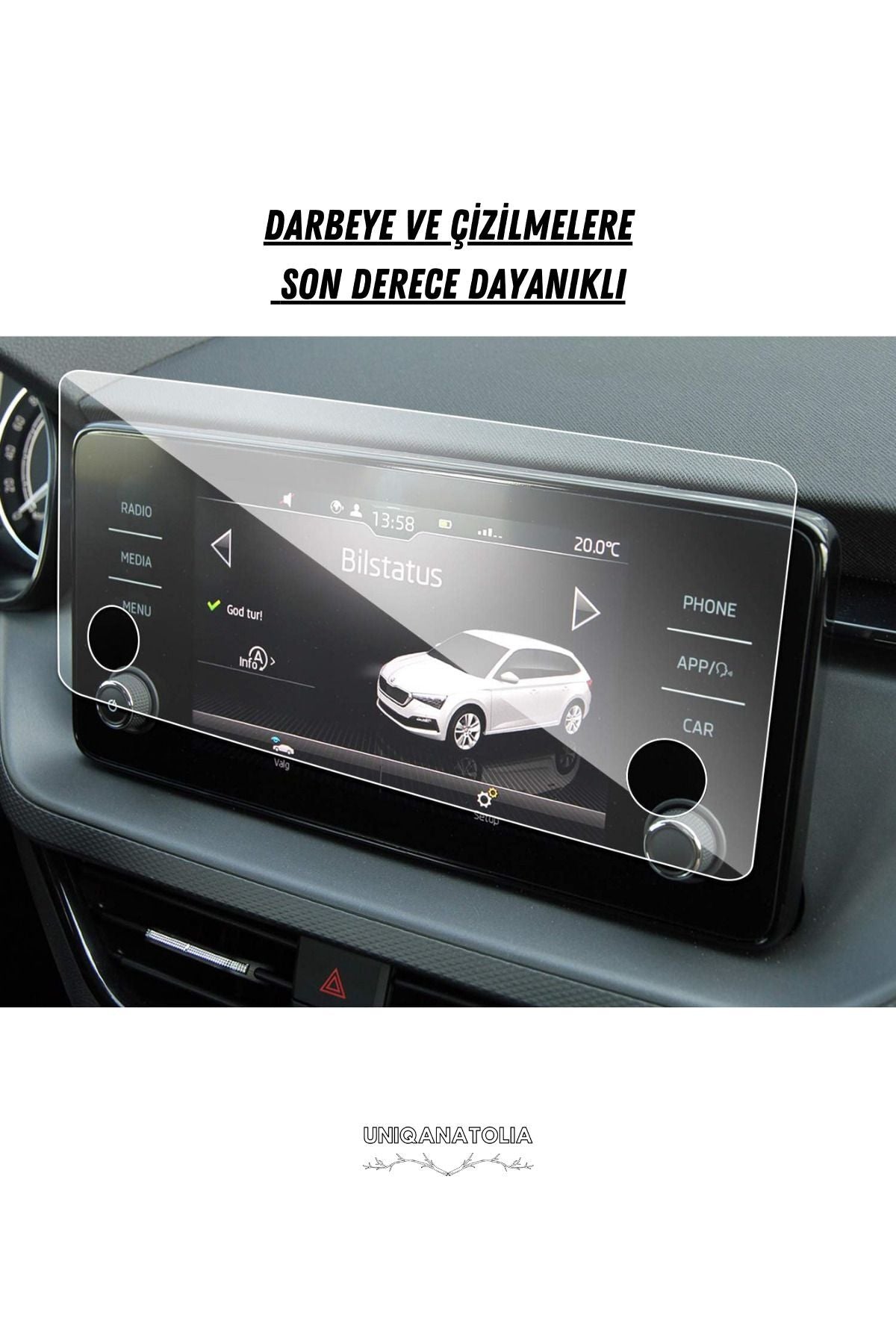 Skoda Kodiaq 8 İnç Navigasyon ve Digital Gösterge Panel Uyumlu Nano Ekran Koruyucu