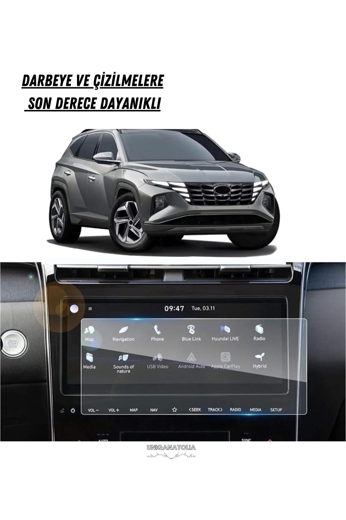 Hyundai Tucson 2021 10.25 İnç Navigasyon ve Multimedya Uyumlu Nano Ekran Koruyucu