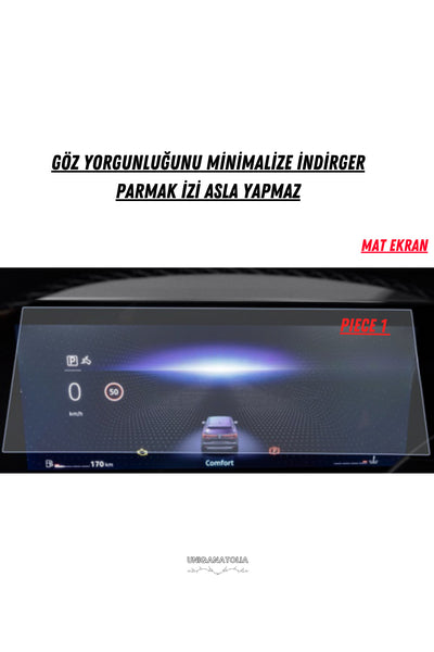 Renault Megane 2023-2024 Hayalet Gösterge ve Multimedya Uyumlu Set Mat Ekran Koruyucu