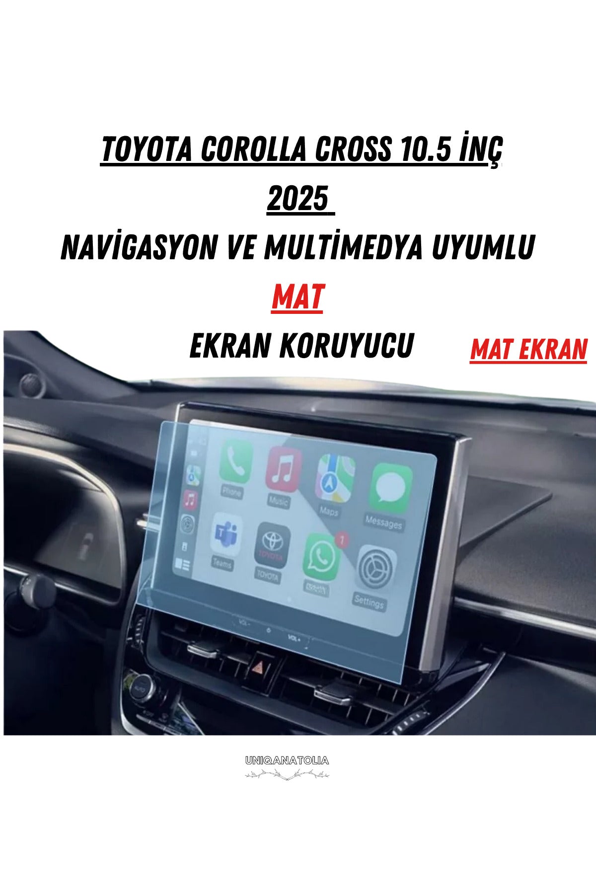 Toyota Corolla Cross 2022-2023 Navigasyon ve Multimedya Uyumlu Mat Ekran Koruyucu