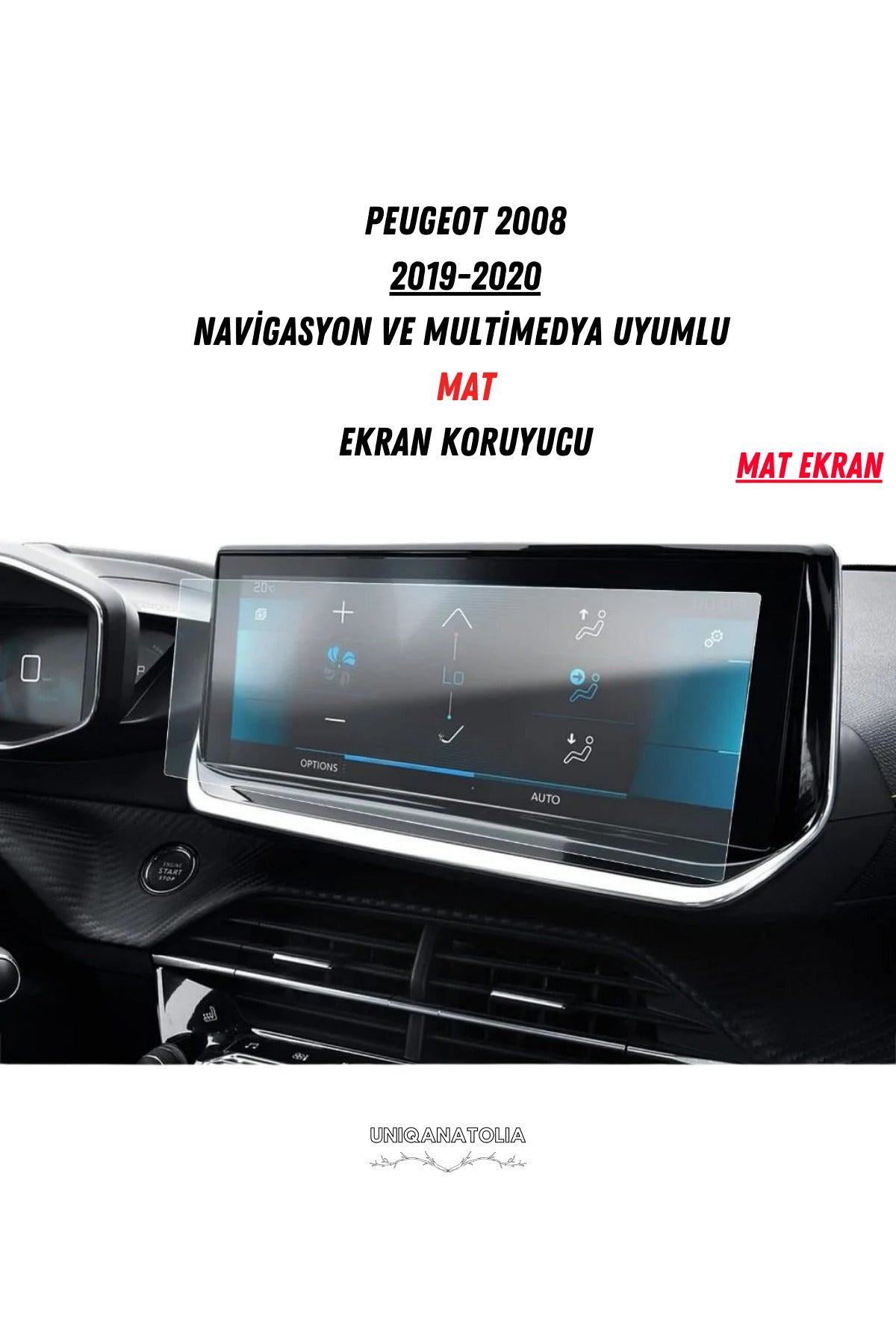 Peugeot 2008 2019-2020 Navigasyon ve Multimedya Uyumlu Mat Ekran Koruyucu
