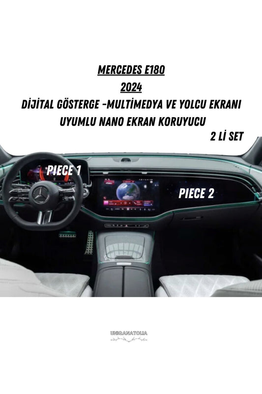Mercedes E180 2024 Hayalet Gösterge ve Multimedya Yolcu Ekran Uyumlu Nano Ekran Koruyucu