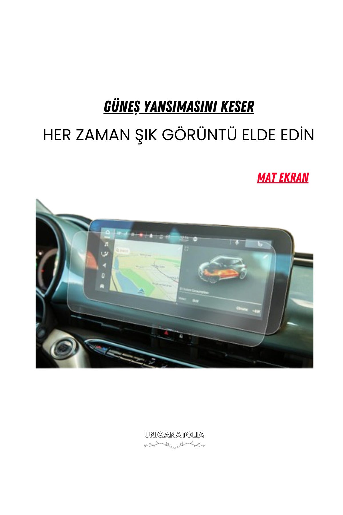 Fiat 500e 2021-2022-2023 Navigasyon ve Multimedya Uyumlu Mat Ekran Koruyucu