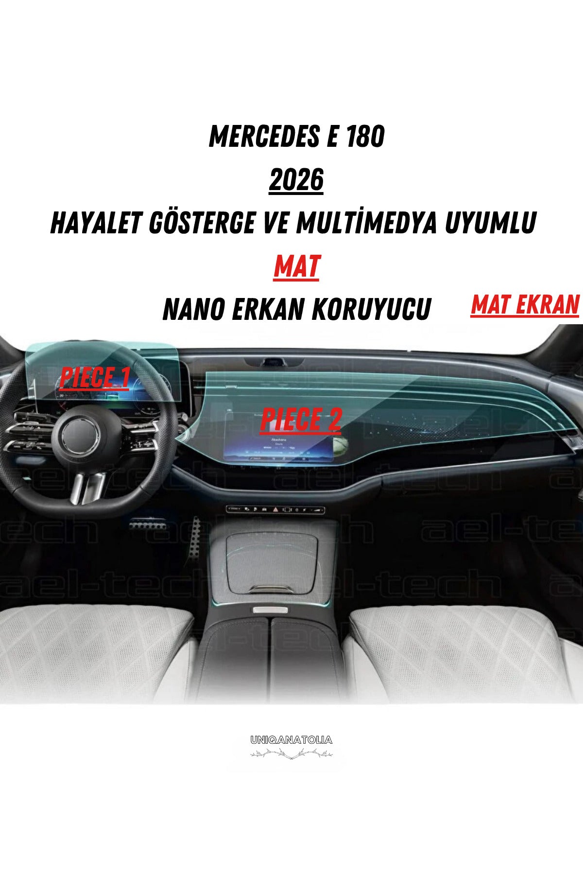 Mercedes E180 2026 Hayalet Gösterge ve Multimedya Uyumlu Set Mat Ekran Koruyucu