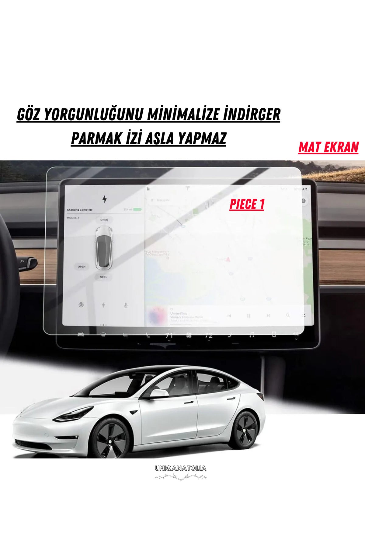 Tesla Model Y Juniper Multimedya ve Arka Ekran Uyumlu Mat Ekran Koruyucu