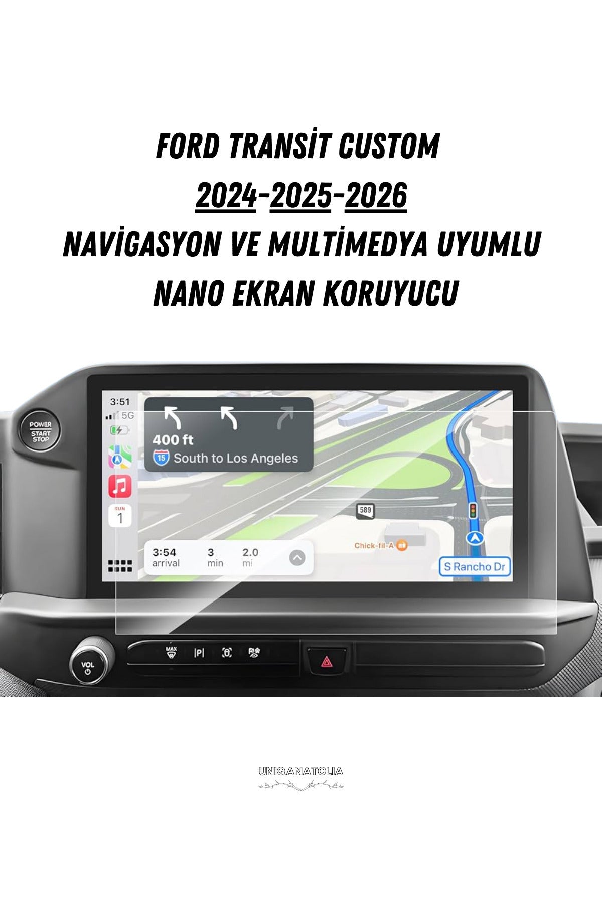 Ford Transit Custom 2024-2025-2026 Multimedya Uyumlu Nano Ekran Koruyucu