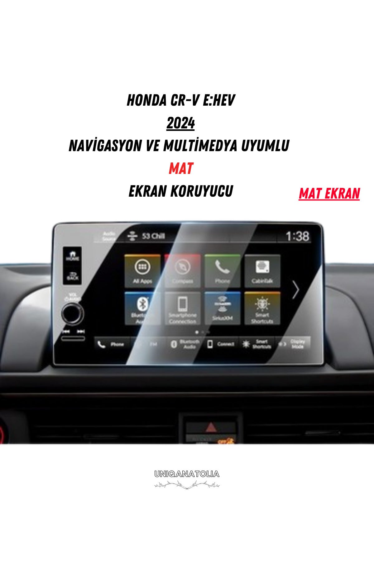 Honda CR-V e:HEV 2024 Navigasyon Multimedya Uyumlu Mat Ekran Koruyucu