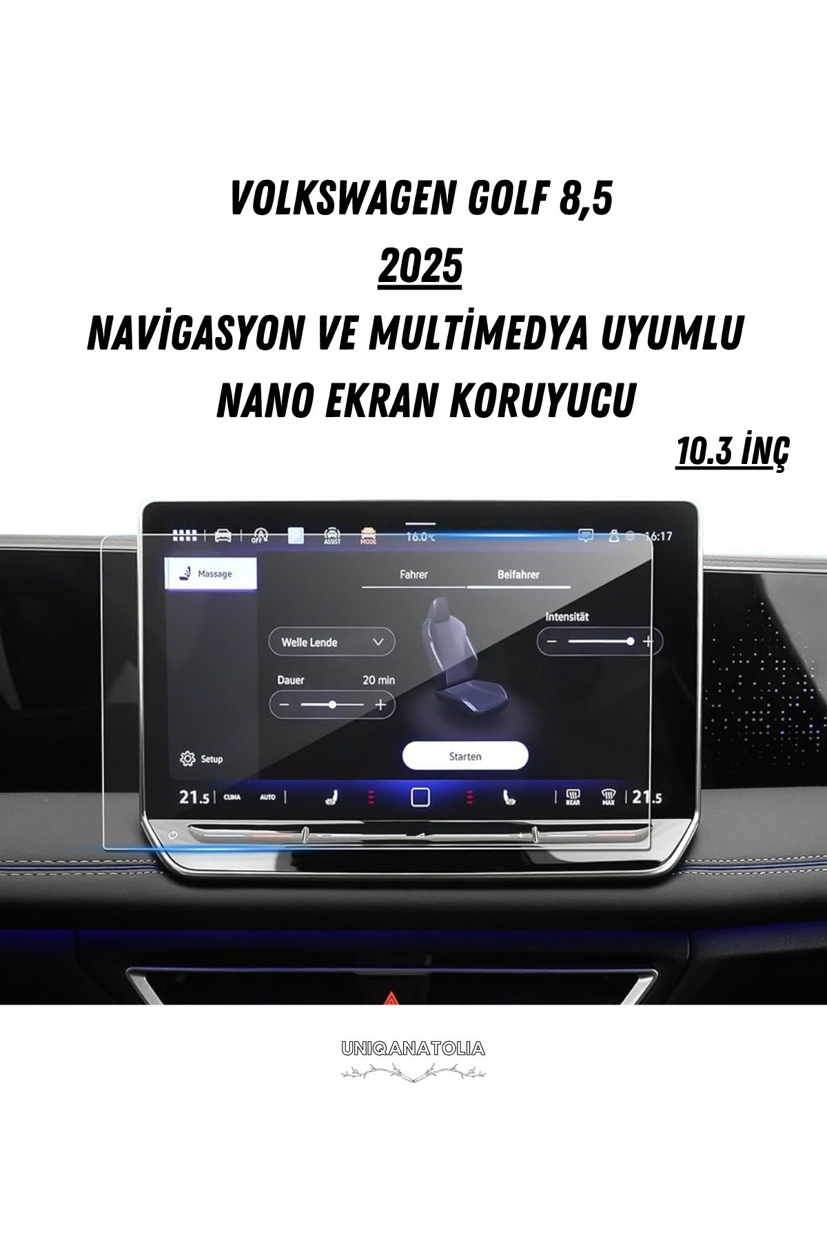 Volkswagen Golf 8.5 2025 Navigasyon Ve Multimedya Uyumlu Mat Ekran Koruyucu