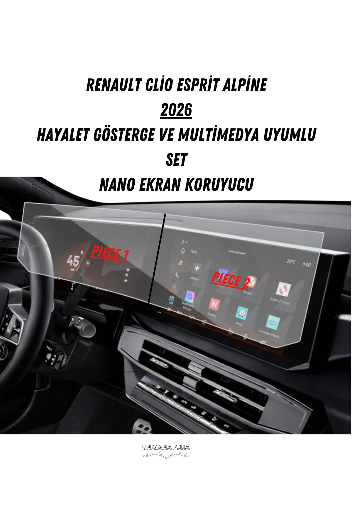Renault Clio Esprit Alpine 2026 Hayalet Gösterge ve Multimedya Uyumlu Nano Ekran Koruyucu