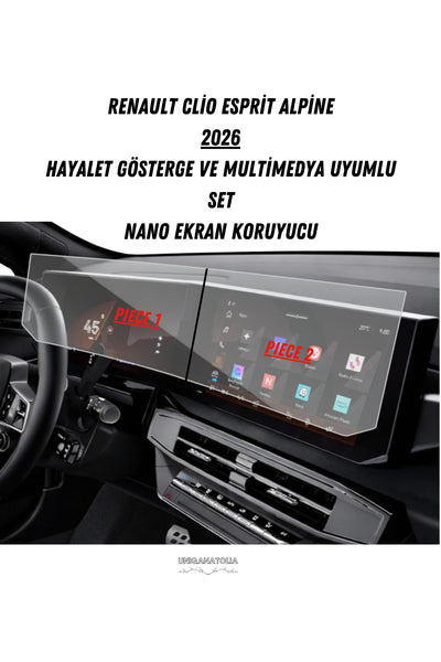 Renault Clio Esprit Alpine 2026 Hayalet Gösterge ve Multimedya Uyumlu Nano Ekran Koruyucu