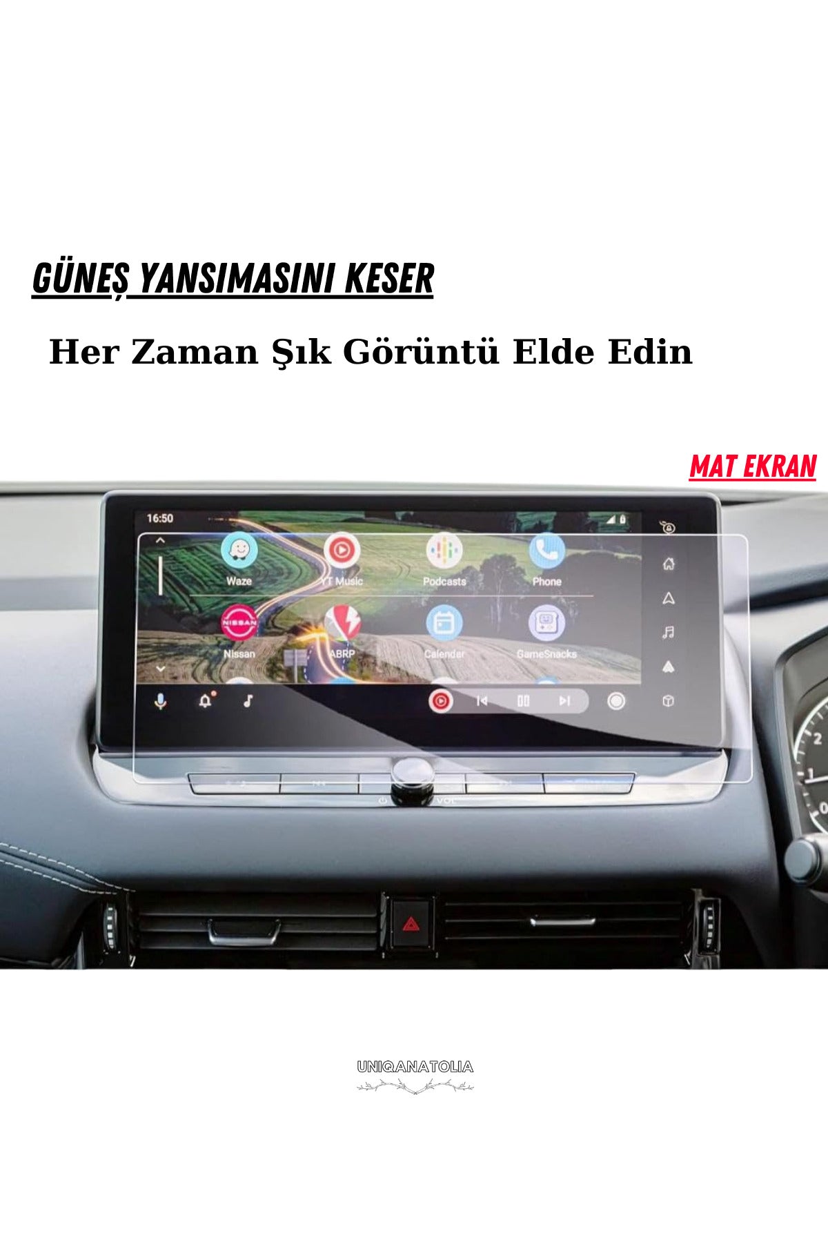Nissan Qashqai 2025 Navigasyon ve Multimedya Uyumlu Mat Ekran Koruyucu