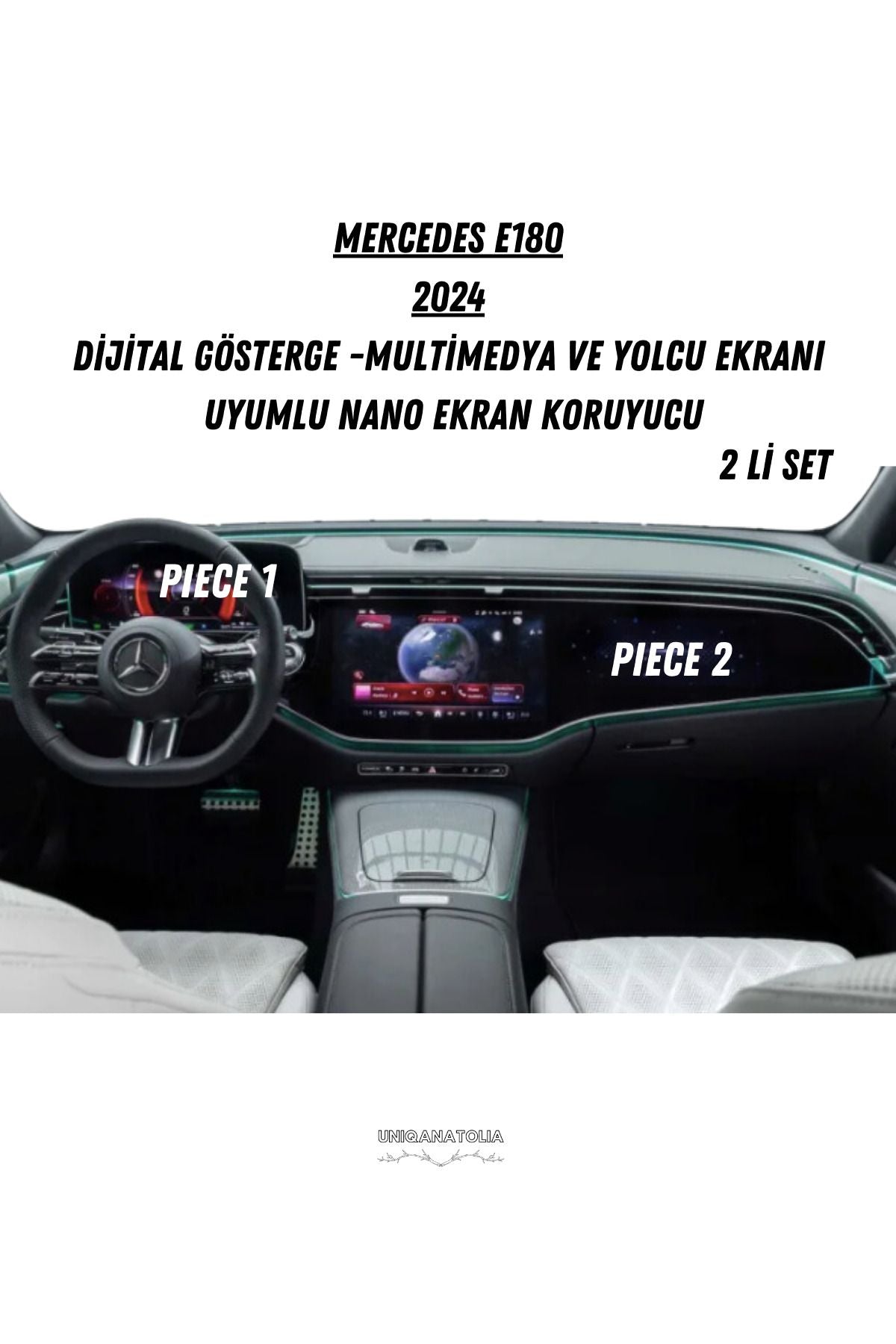 Mercedes E180 2024 Hayalet Gösterge ve Multimedya Yolcu Ekran Uyumlu Nano Ekran Koruyucu