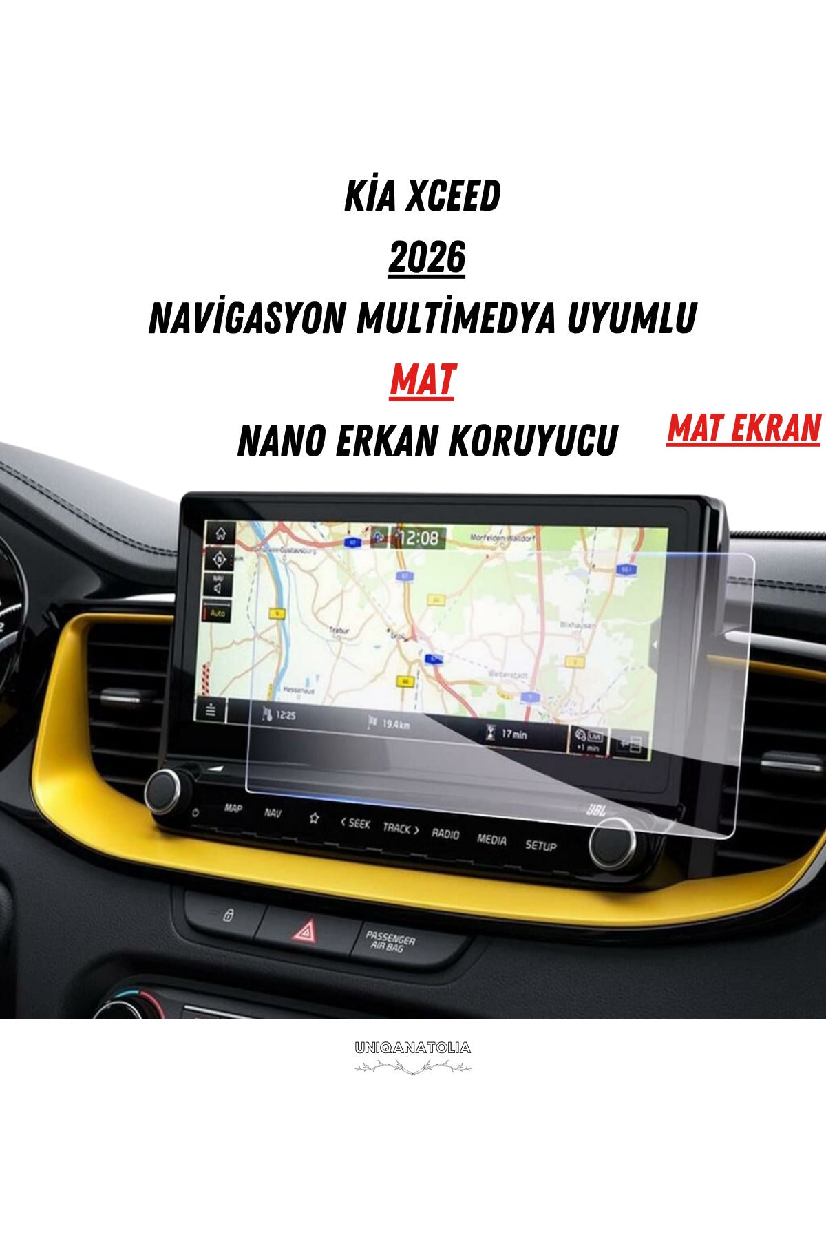 Kia Xceed 2026 Navigasyon ve Multimedya Uyumlu Mat Ekan Koruyucu