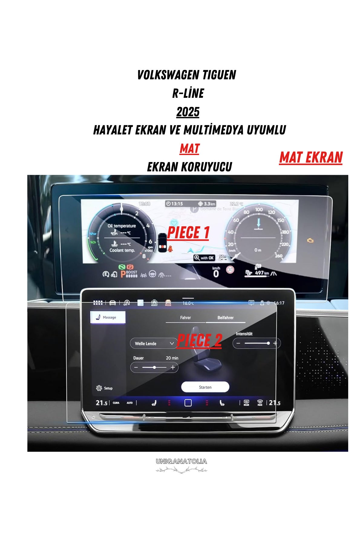 Volkswagen Tiguen 2022-2023 Navigasyon ve Multimedya Uyumlu Mat Ekran Koruyucu