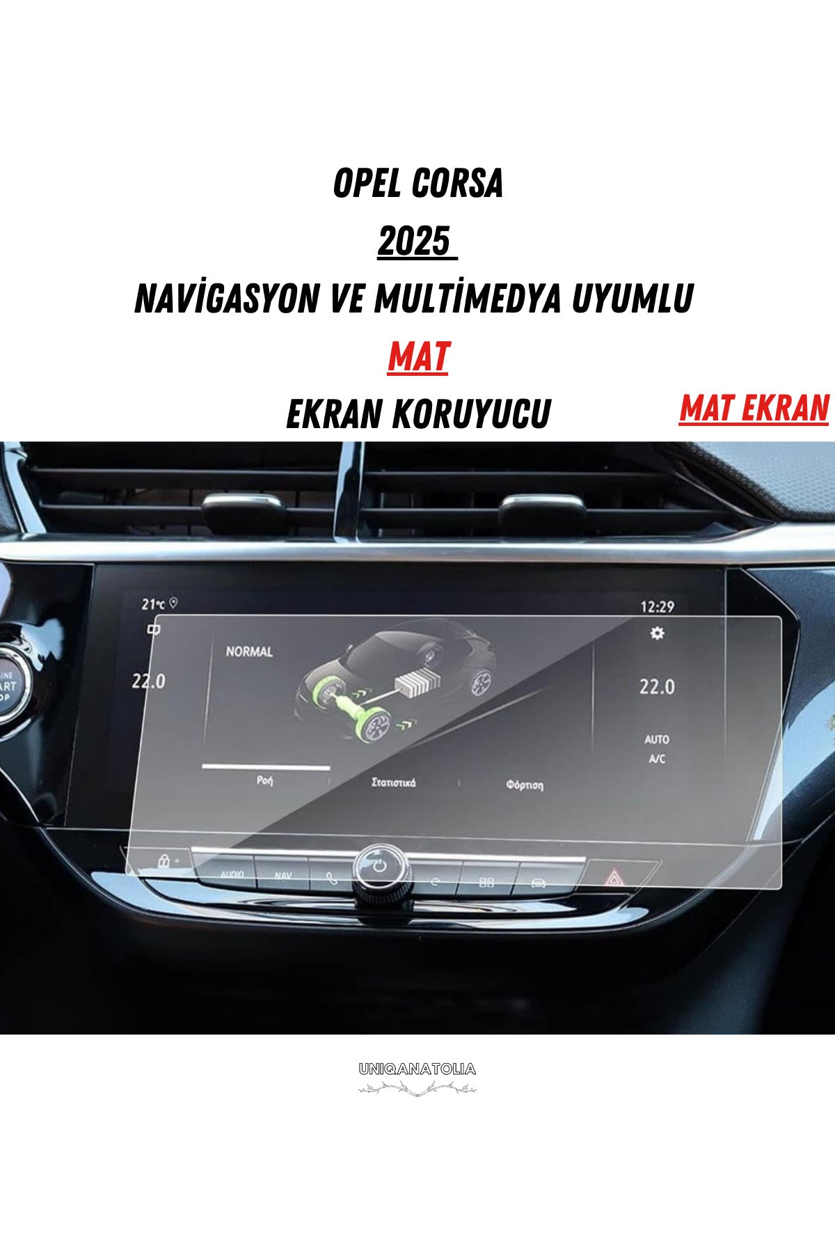 Opel Corsa 2025 Navigasyon ve Multimedya Uyumlu Mat Ekran Koruyucu