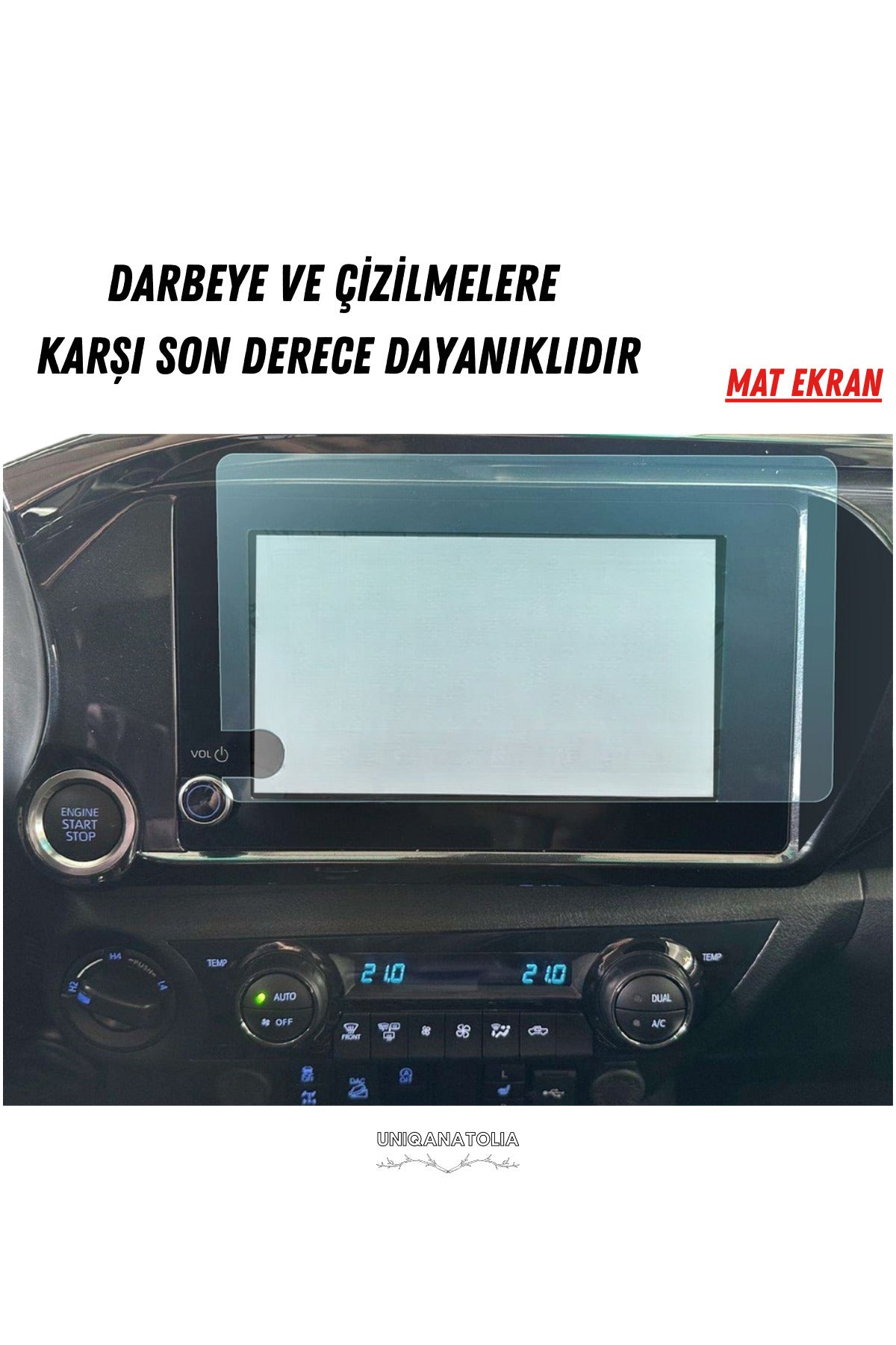 Toyota Hilux 2024-2025 Navigasyon ve Multimedya Uyumlu Mat Ekran Koruyucu