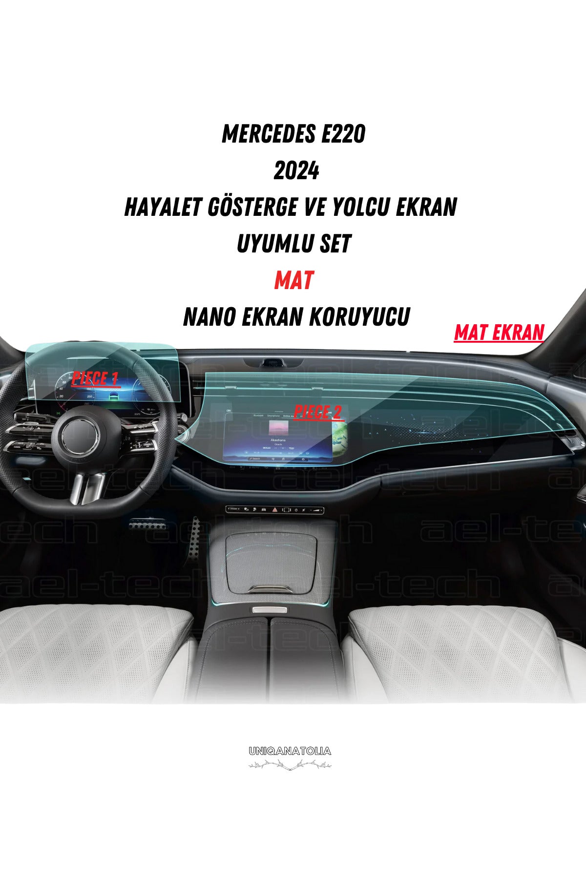 Mercedes E220 2024 Hayalet Gösterge ve Yolcu Ekran Uyumlu Mat Ekran Koruyucu