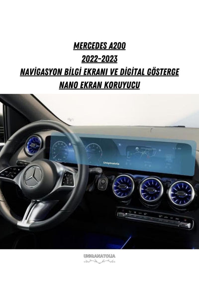 Mercedes A200 2021-2023 Navigasyon Bilgi Ekranı Ve Dijital Gösterge Nano Ekran Koruyucu
