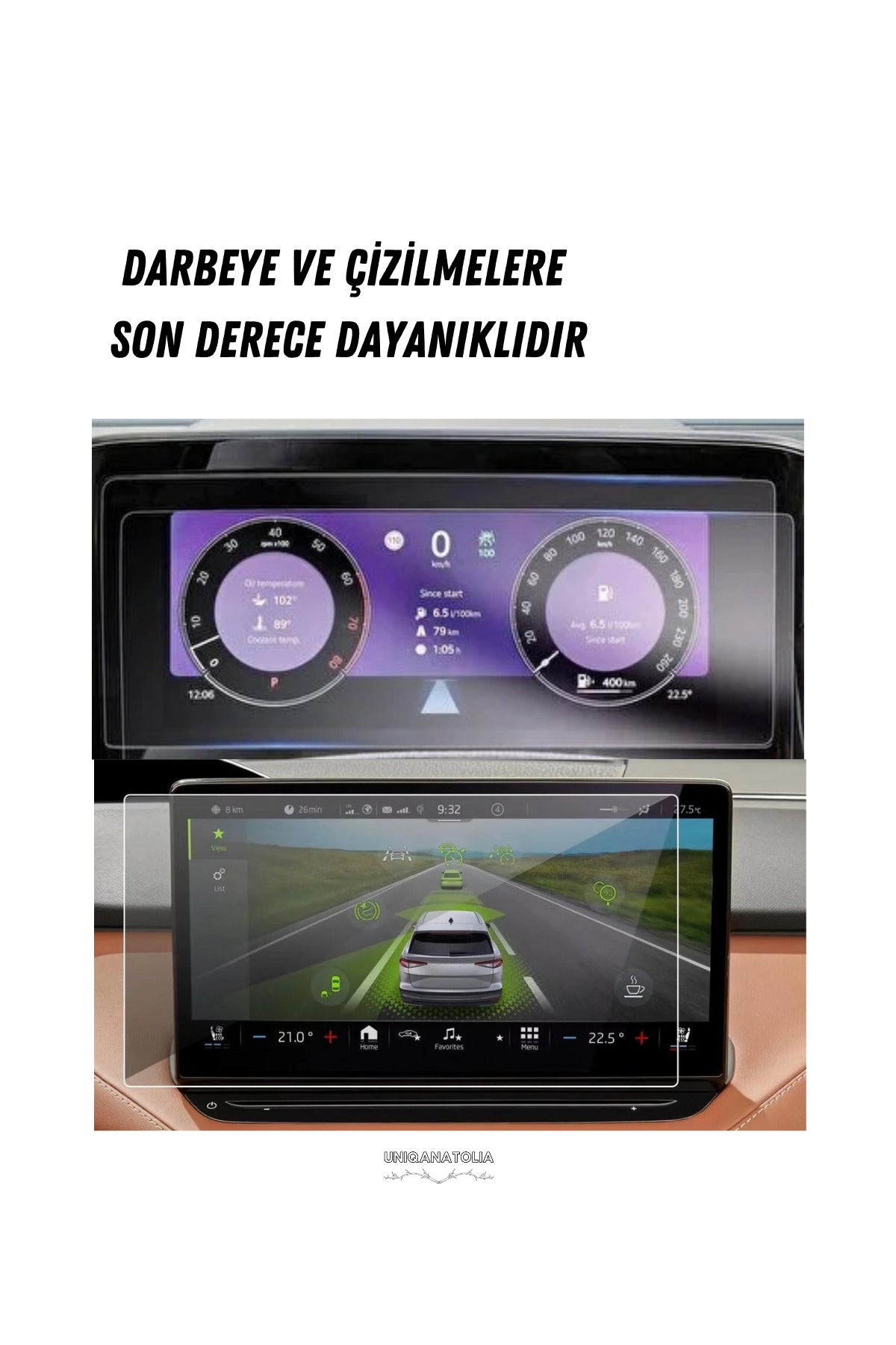 Skoda Kodiaq 2025-2026 Hayalet Ekran ve Multimedya Uyumlu Set Nano Ekran Koruyucu