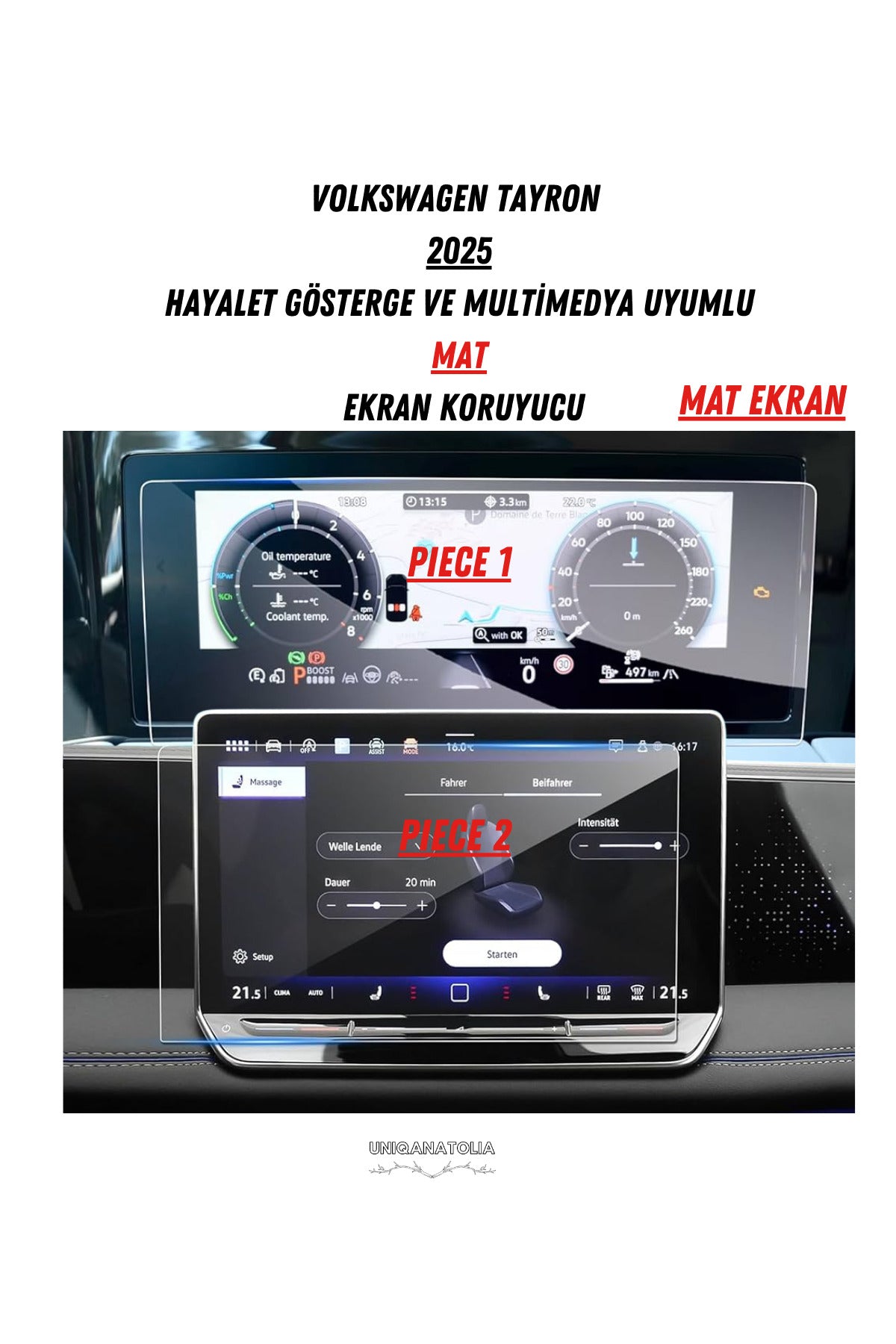 Volkswagen Tayron 2025 Hayalet Gösterge Ve Multimedya Uyumlu Set Mat Ekran Koruyucu