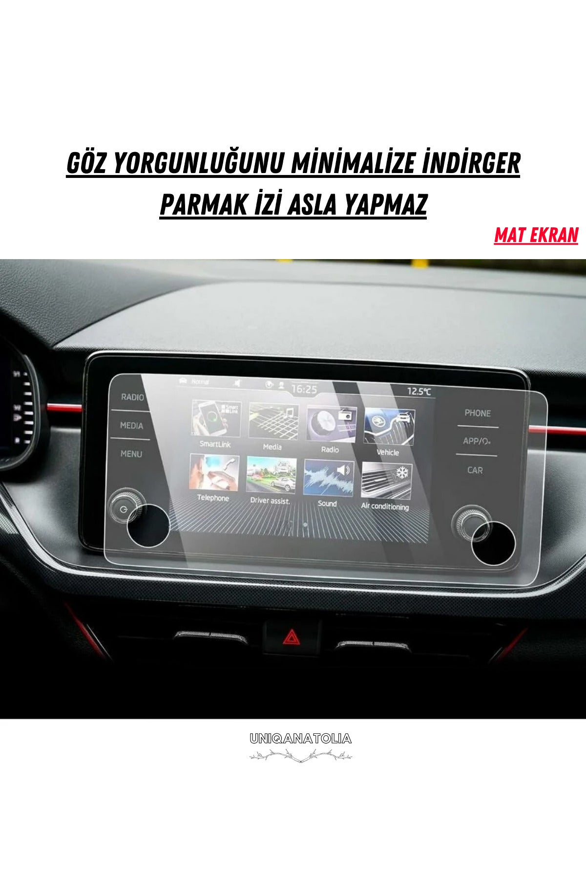 Skoda Scala 2024 Navigasyon ve Multimedya Uyumlu Mat Ekran Koruyucu